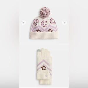 Coach Knit Fair Isle Gloves and Hat Set